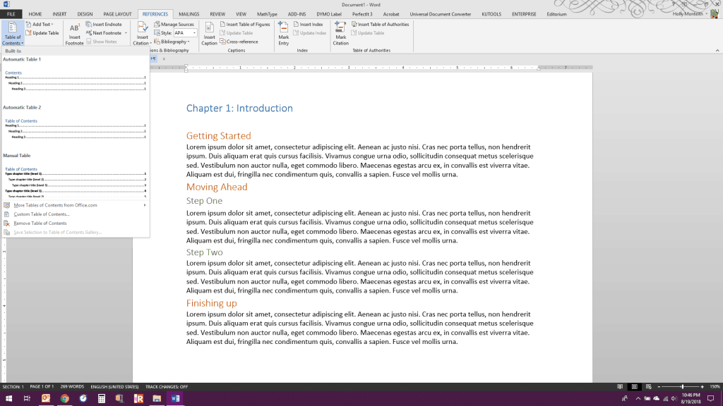 How To Hyperlink Your Table Of Contents In Microsoft Word